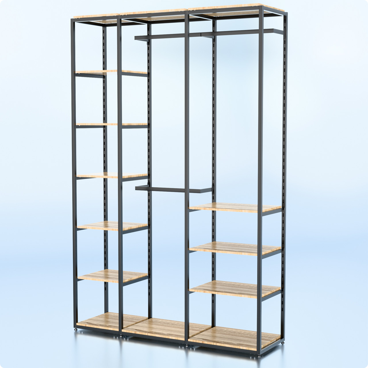 Стійка "PENELOPE ODISSEY" 2400х1680х480мм. Рейл вішало для одягу, стелаж поличний з вішалками та полицями, фото 1