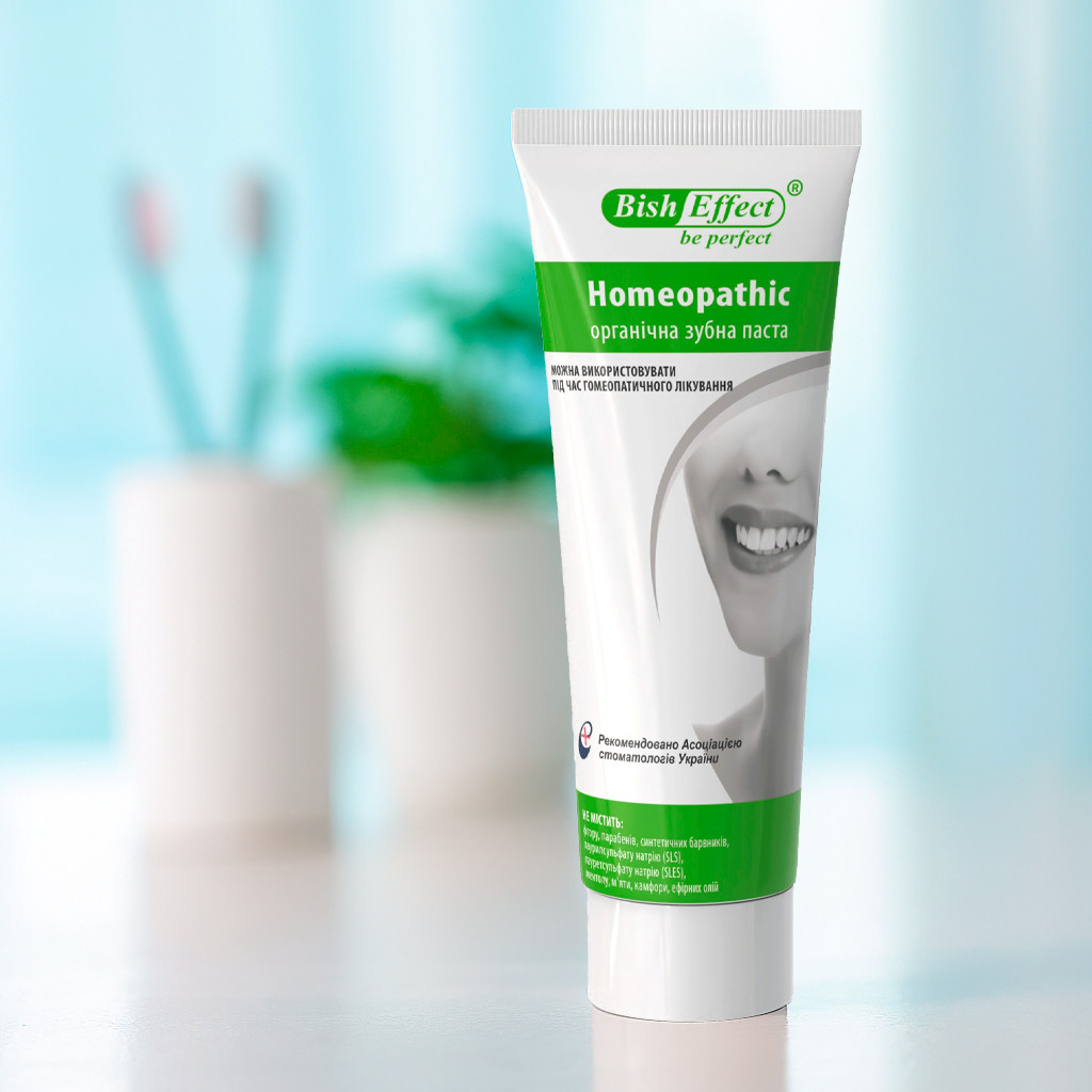 Органічна зубна паста "Bisheffect-Homeopathic" на основі бішофіту, 75 ml – натуральна паста без фтору, фото 1
