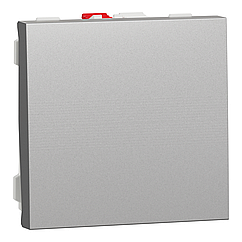 Вимикач 1-клавішний 2 модулі Unica New алюміній NU320130