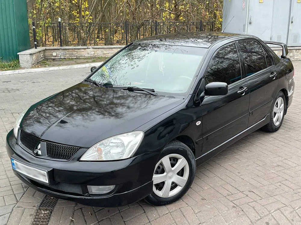 Спідниця на передній бампер Mitsubishi Lancer 9 2003-2009 Накладка на передній бампер Нижня спідниця Міцубісі Лансер, фото 1