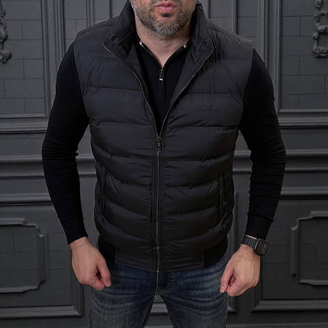 Чоловіча жилетка Loro Piana чорна тепла брендова жилетка люкс якість, фото 2