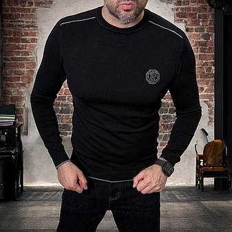 Чоловічий джемпер Stefano Ricci чорний тонкий брендовий светр Стефано Річчі, фото 1