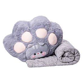 М'яка іграшка-подушка з пледом всередині Котик 120×160 (см) Сірий Colorful Home 5616-66G