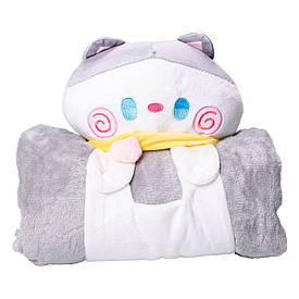 М'яка іграшка-плед Котик 120×160 (см) 2 в 1 Сірий Colorful Home 5616-68GP