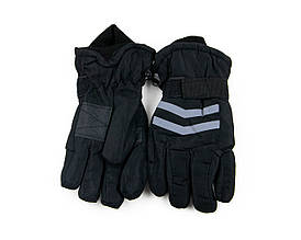 Рукавички болоньєві лижні  на липучці на 7-9 років (арт. 25-12-78) із сірими смужками