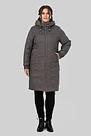 Женское стеганое пальто еврозима большого размера 50 52 54 56 58 Юстина мокко