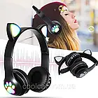 Бездротові навушники Котячі вушка VZV-23M чорні з підсвічуванням та мікрофоном для дітей та підлітків, фото 2