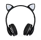 Бездротові навушники Котячі вушка VZV-23M чорні з підсвічуванням та мікрофоном для дітей та підлітків, фото 3