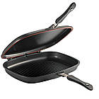 Подвійна гриль сковорода 32 см універсальний кухонний посуд з антипригарним покриттям та ручками, фото 4