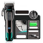 Акумуляторна машинка для стрижки VGR V-013 зелена з 8 насадками та зарядкою від USB, фото 3