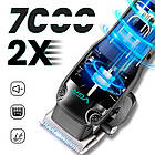 Акумуляторна машинка для стрижки VGR V-013 зелена з 8 насадками та зарядкою від USB, фото 6