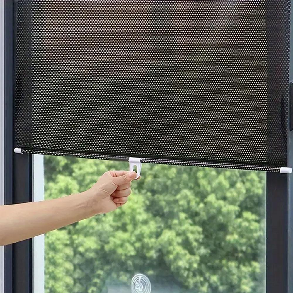 Рулонна сонцезахисна шторка 125×58 см чорна для пластикових вікон та захисту від сонця, фото 1