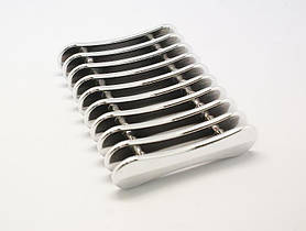 Пластикова срібна підставка (тримач) під пензлики Хром (дзеркальна) на 5 секцій