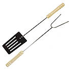 Складаний мангал CA-07 для барбекю з гратами в комплекті лопатка та вилка зручний для пікніка, фото 5