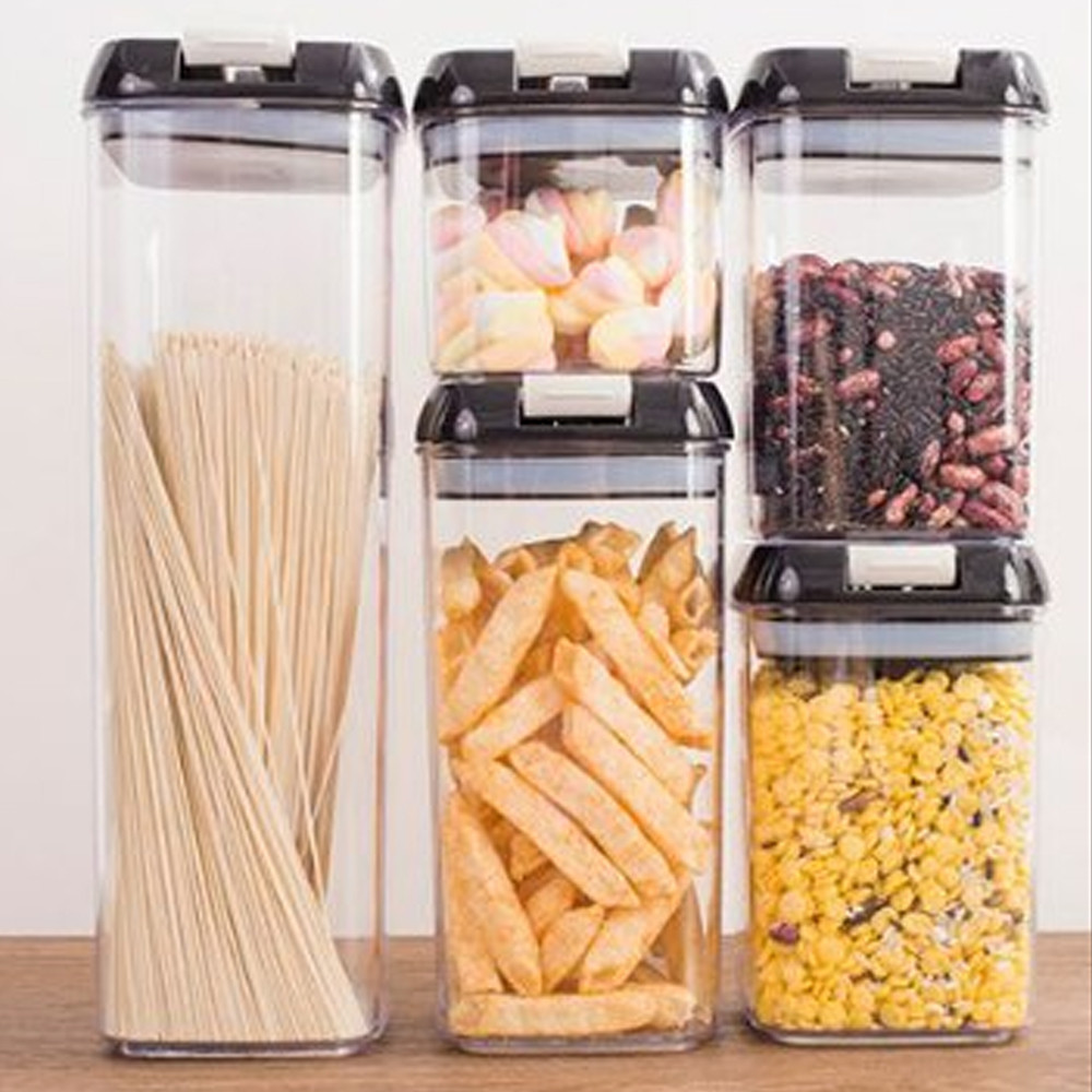 Набір ємностей для зберігання сипучих продуктів 5 шт. пластикові контейнери з кришками для кухні, фото 1