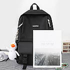 Шкільний набір 4в1 42x30x12 см чорний рюкзак, сумка, клатч та пенал практичний комплект для учнів, фото 3