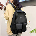 Шкільний набір 4в1 42x30x12 см чорний рюкзак, сумка, клатч та пенал практичний комплект для учнів, фото 8