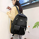 Шкільний набір 4в1 42x30x12 см чорний рюкзак, сумка, клатч та пенал практичний комплект для учнів, фото 10