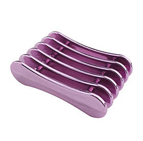 Пластикова фіолетова підставка (тримач) під пензлики Хром (дзеркальна) на 5 секцій