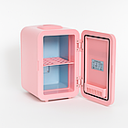 Автохолодильник 4л рожевий з дзеркалом та LED підсвічуванням компактний для автомобіля та подорожей, фото 5