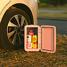 Автохолодильник 4л рожевий з дзеркалом та LED підсвічуванням компактний для автомобіля та подорожей, фото 6