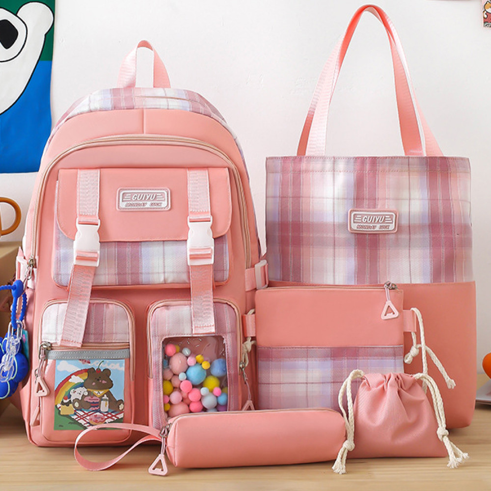 Шкільний набір 5в1 43x30x14 см рюкзак, сумка, клатч та пенал практичний комплект для учнів, фото 1