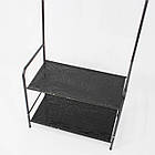 Вішалка підлогова стійка для одягу двоярусна 160x60x35 см з полицею для взуття та аксесуарів, фото 3