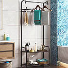 Вішалка підлогова стійка для одягу двоярусна 160x60x35 см з полицею для взуття та аксесуарів, фото 4