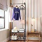 Вішалка підлогова стійка для одягу двоярусна 160x60x35 см з полицею для взуття та аксесуарів, фото 6