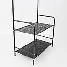 Вішалка підлогова стійка для одягу двоярусна 160x60x35 см з полицею для взуття та аксесуарів, фото 7