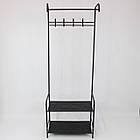 Вішалка підлогова стійка для одягу двоярусна 160x60x35 см з полицею для взуття та аксесуарів, фото 8