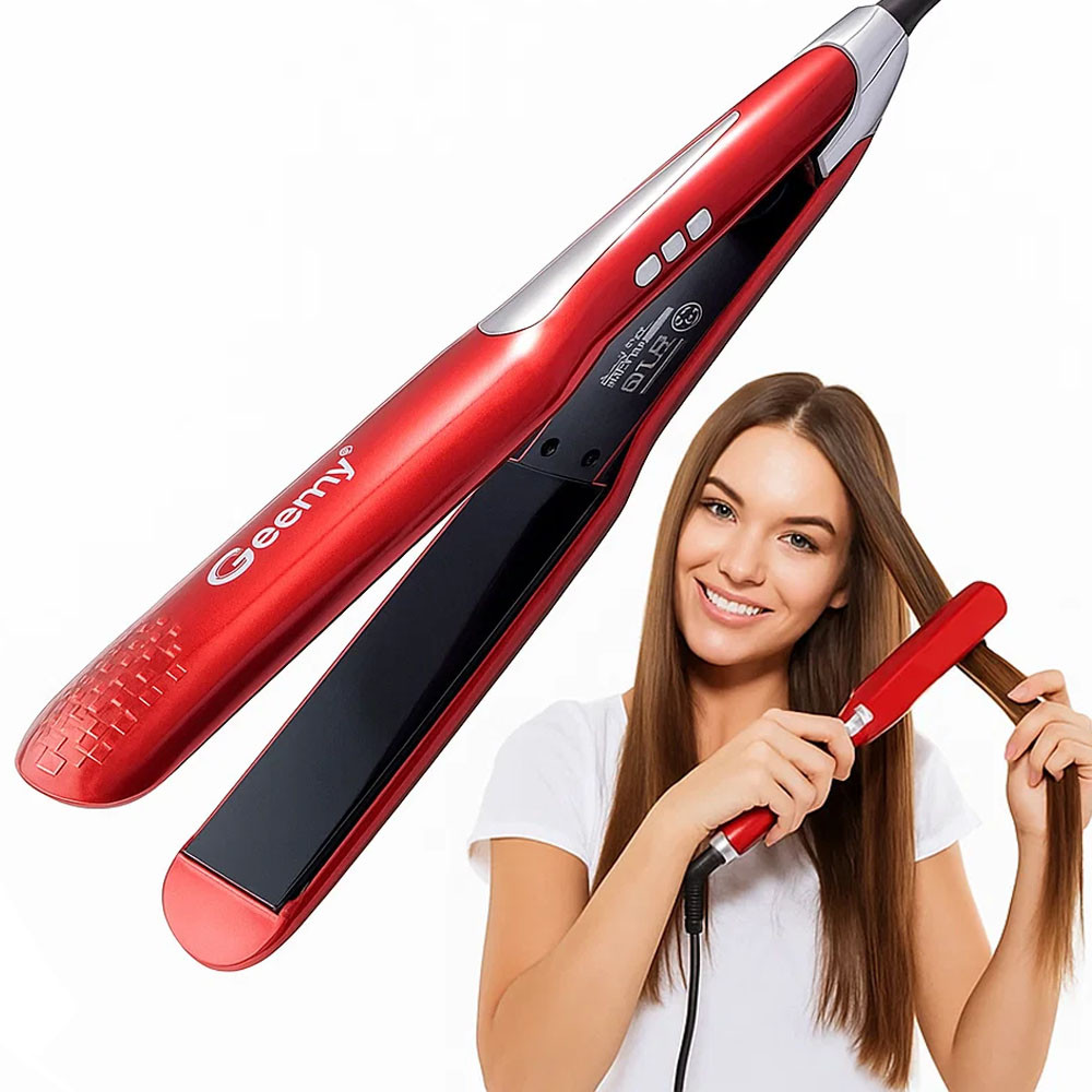 Праска для волосся Geemy GM-2832 40Вт до 200° червоний компактний випрямляч з керамічним покриттям, фото 1