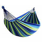 Підвісний туристичний гамак 200х150 см з чохлом синьо-зелений для відпочинку на природі та подорожей, фото 3