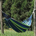 Підвісний туристичний гамак 200х150 см з чохлом синьо-зелений для відпочинку на природі та подорожей, фото 9