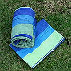 Підвісний туристичний гамак 200х150 см з чохлом синьо-зелений для відпочинку на природі та подорожей, фото 10