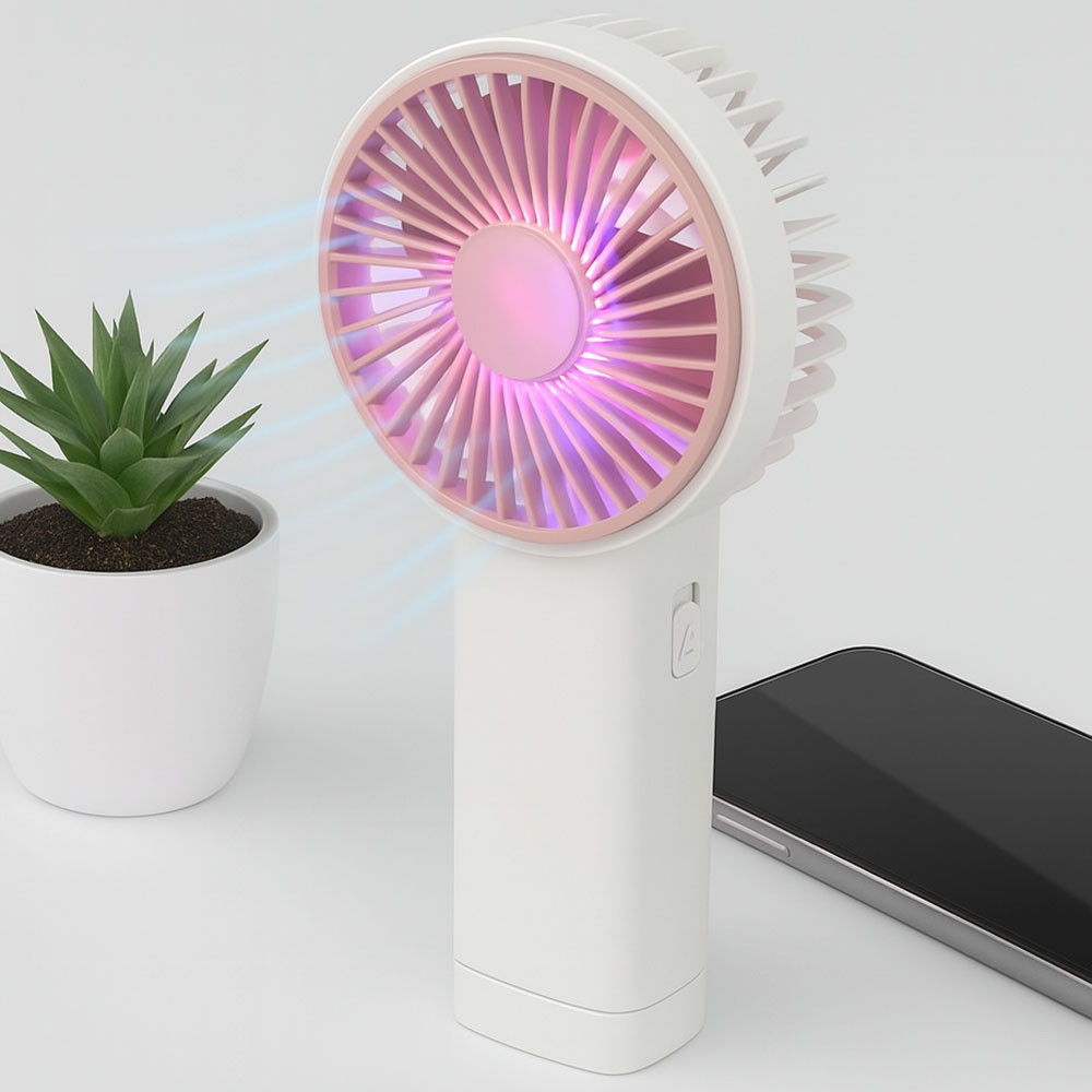 Ручний акумуляторний вентилятор USB з підсвічуванням для дому та офісу, фото 1