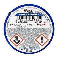 Припій Cynel з флюсом 50гр 1мм Sn60Pb40