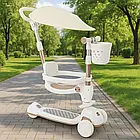 Дитячий самокат-трансформер 5в1 до 90 кг білий з сидінням та ручкою для катання малюків, фото 2