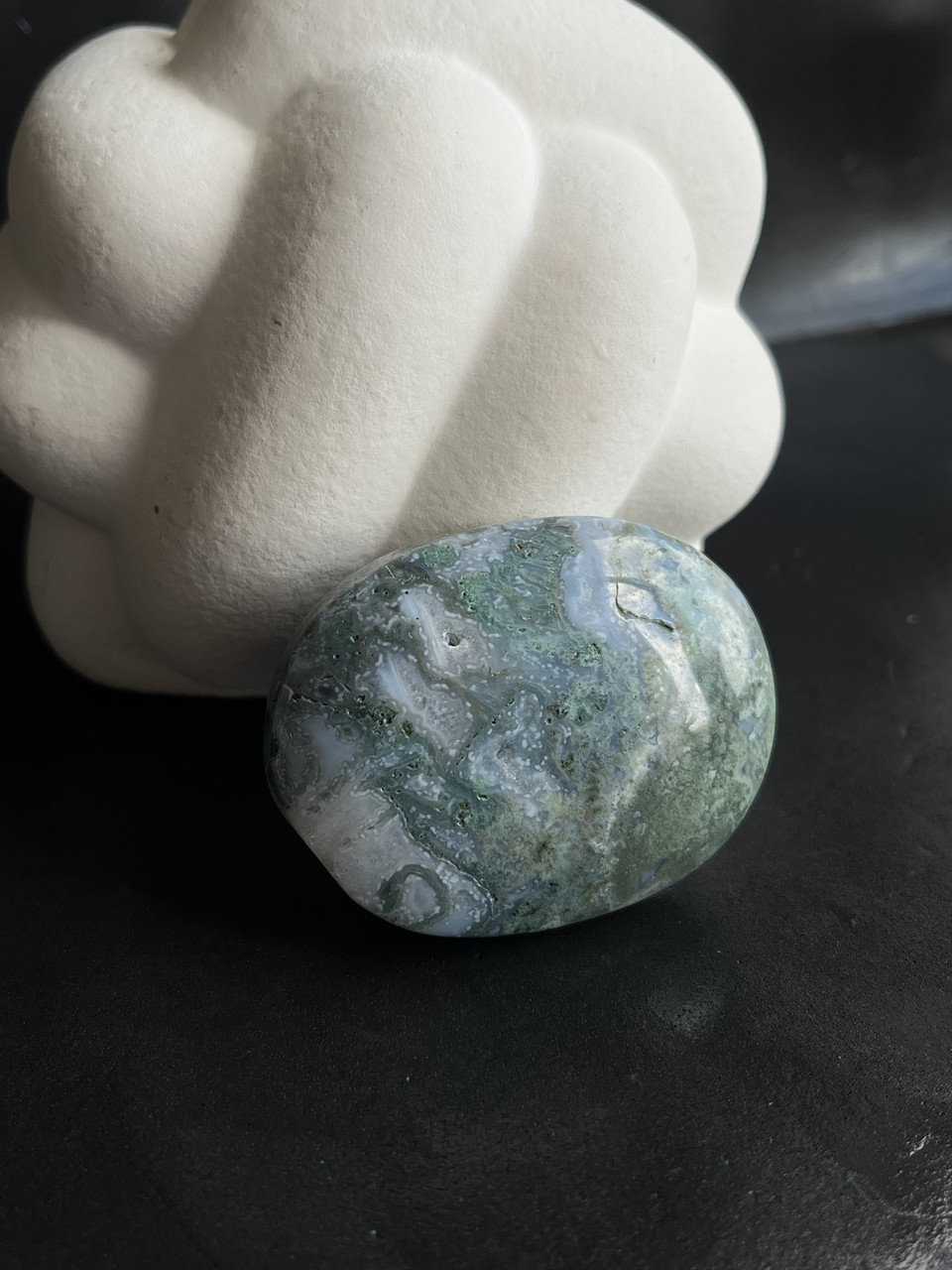 Кабошон овал моховий агат натуральний галтування камінь без оправи з натурального мохового агату, фото 1