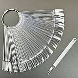 Прозора палітра-віяло №450 на кільці (50 типс,13 см) для демонстрації гель-лаків та дизайнів, фото 2