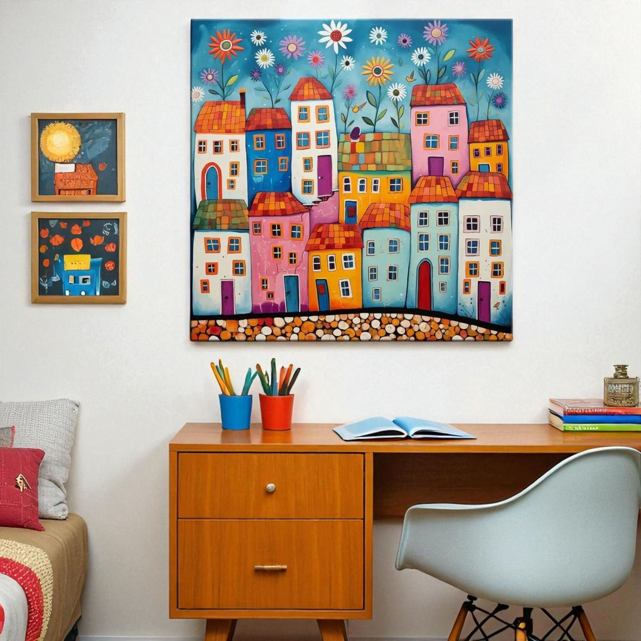 Мила дитяча картина Декор на стіну в дитячу кімнату для дівчинки або хлопчика Друк на полотні 30х30см, фото 1