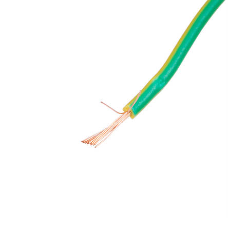 Дріт багатожильний 0.3mm2 (22AWG/16xD0.15 мм, мідь, PVC), жовто-зелений, 1 м, фото 2