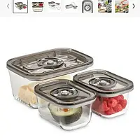 Набір вакуумних контейнерів CASO VacuBoxx Glass 1500мл + 500мл + 500мл (скляні, квадратні)