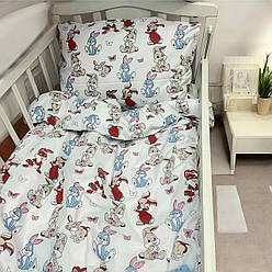 Комплект постільної білизни 110*140 з бязі Голд в ліжечко "Зайчики"