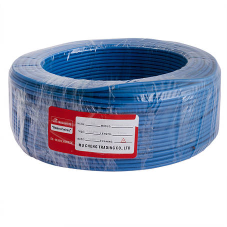 Дріт багатожильний 2.5mm2 (14AWG/77xD0.20 мм, мідь, PVC), синій, 1 м, фото 1