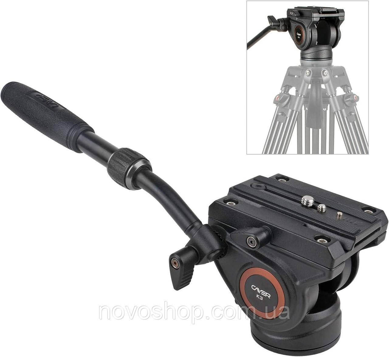 Головка-поворотник для штативу Cayer K3 з гвинтами 1/4 та 3/8 дюйма, фото 1