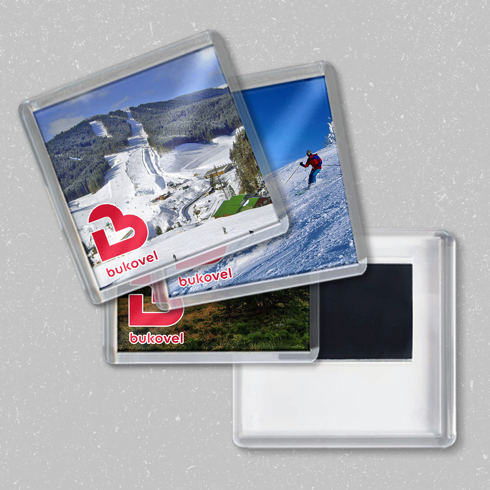 Акриловий магніт квадратний 65х65 мм Буковель в асортименті, фото 1
