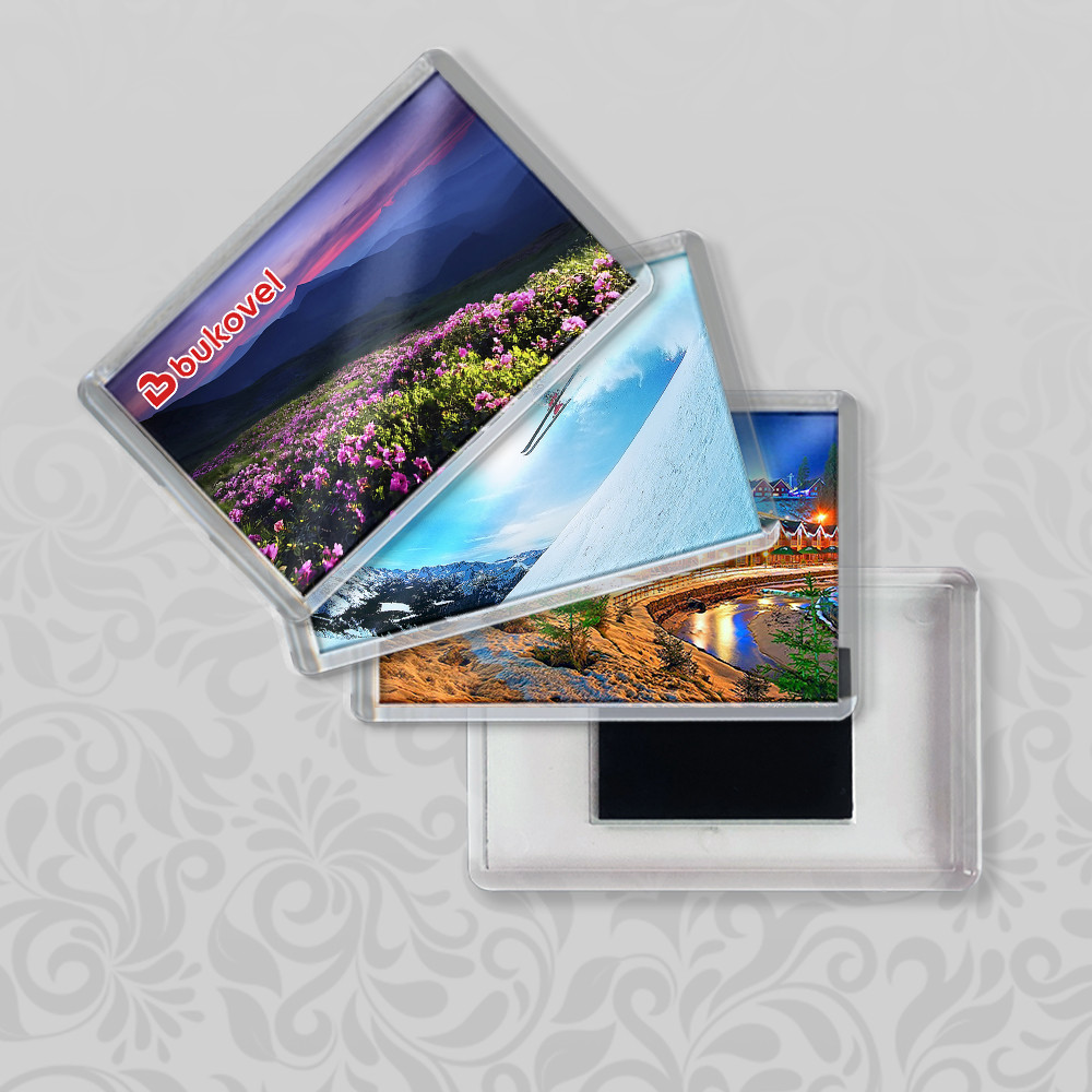 Акриловий магніт прямокутний 52х78 мм Буковель в асортименті, фото 1