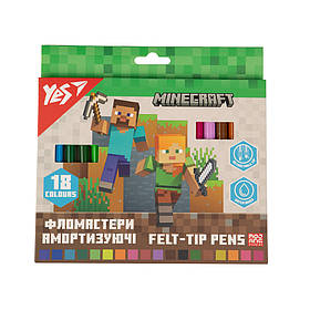 Фломастери Yes 18 кольорів "Minecraft", амортизуючі