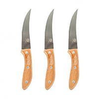 Від 12 шт. Ніж металевий 23см з дерев'яною ручкою 12 шт вигнута форма SM5004 купити дешево оптом в інтернет-магазині